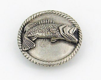 Bass Fish Magnet Lead Free Pewter Relief on Disc