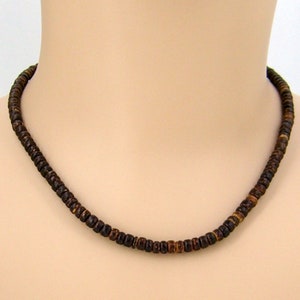 OBX Surfer Necklace choice of Black or Brown 4-5mm Dia. Coconut Beads choice of Lengths Beach Jewelry SUP 7052 or 7053