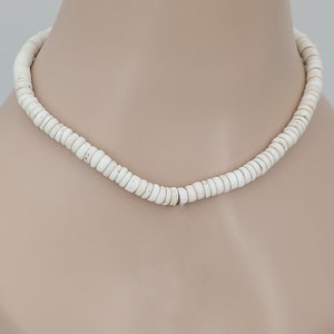 Large Puka Shell Necklace Chunky 7-8mm Real Sea Tumbled Round Hawaiian Natural Shell Beach Vintage, Surfer Necklace, SUP 18 Inches PSN-4