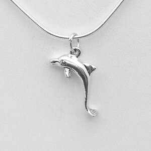 Dolphin Sterling Silver 3 Dimensional Sea Life Beach Charm Pendant or Necklace 1836 image 1