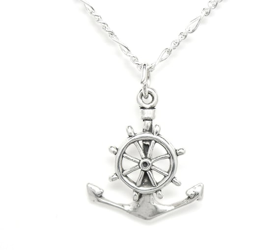 Anchor in Boat Wheel Sterling Silver Pendant Anchor in Boat Wheel Sterling Silver Pendant