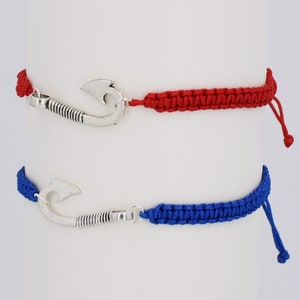 Fish Hook Bracelet Adjustable Braided Cord 5 to 9 Inches Choice of 17 Colors 1017-89 image 5