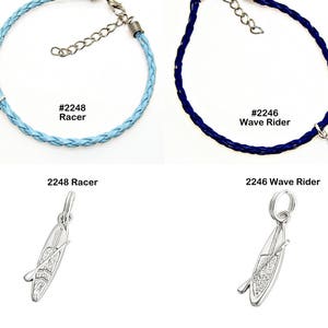 Anklet Adjustable SUP Stand Up Paddle Sterling Silver Friendship Boho Choice of Color and Charm 1000-SUP