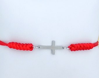 Cross Bracelet Adjustable Silky Cord 5 to 10 Inches Choice of 5 Colors 1031-322