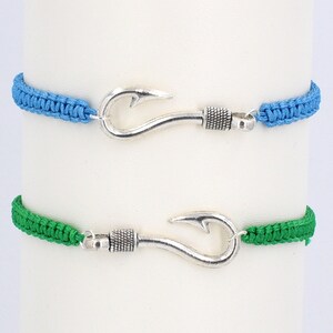 Fish Hook Bracelet, Adjustable Macrame Cord, 5 to 9 Inches, Choice of 19 Colors 1017-313