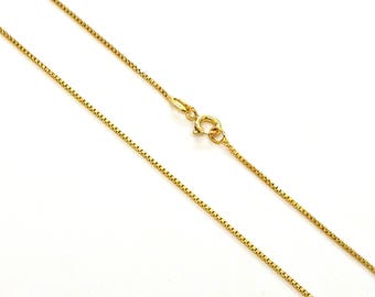 22Kt Gold Plated Box 019 over Sterling Silver Chain for Necklace 1.2mm Style 922