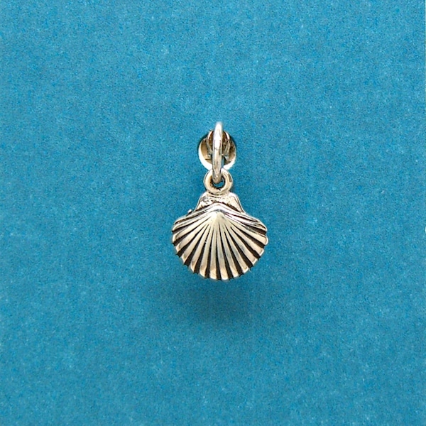 Scallop Sea Shell Sterling Silver Mini Beach Charm for Bracelet or Anklet 1765