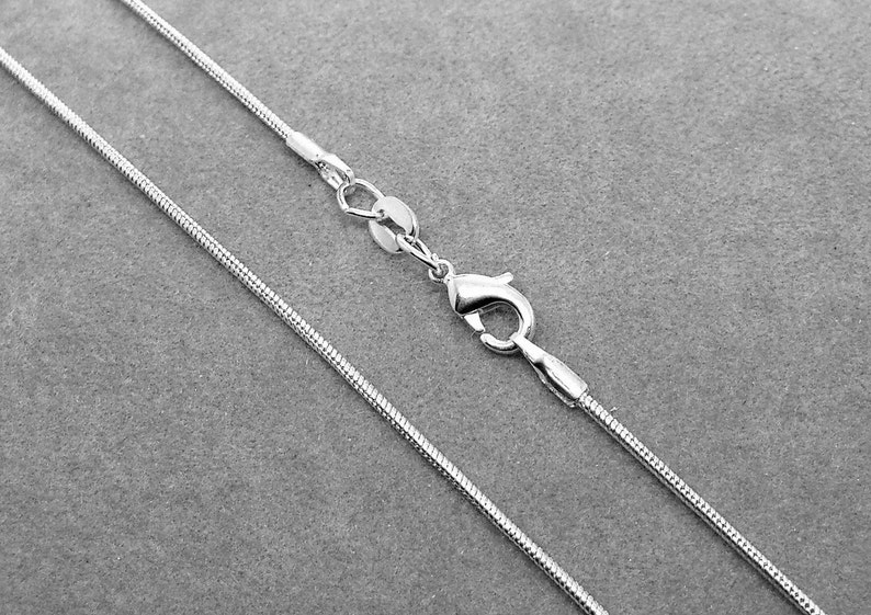 16, 18, 20, 24 or 30 Inch Silver Plated Snake Chain Necklace, Add Pendant or Charm 1mm Style 632 image 2