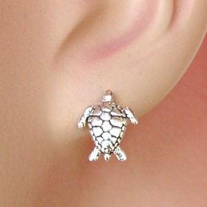 Earrings Sea Turtle Sterling Silver Wildlife Tiny Tiny Minimal Honu Post Ear Studs 3481
