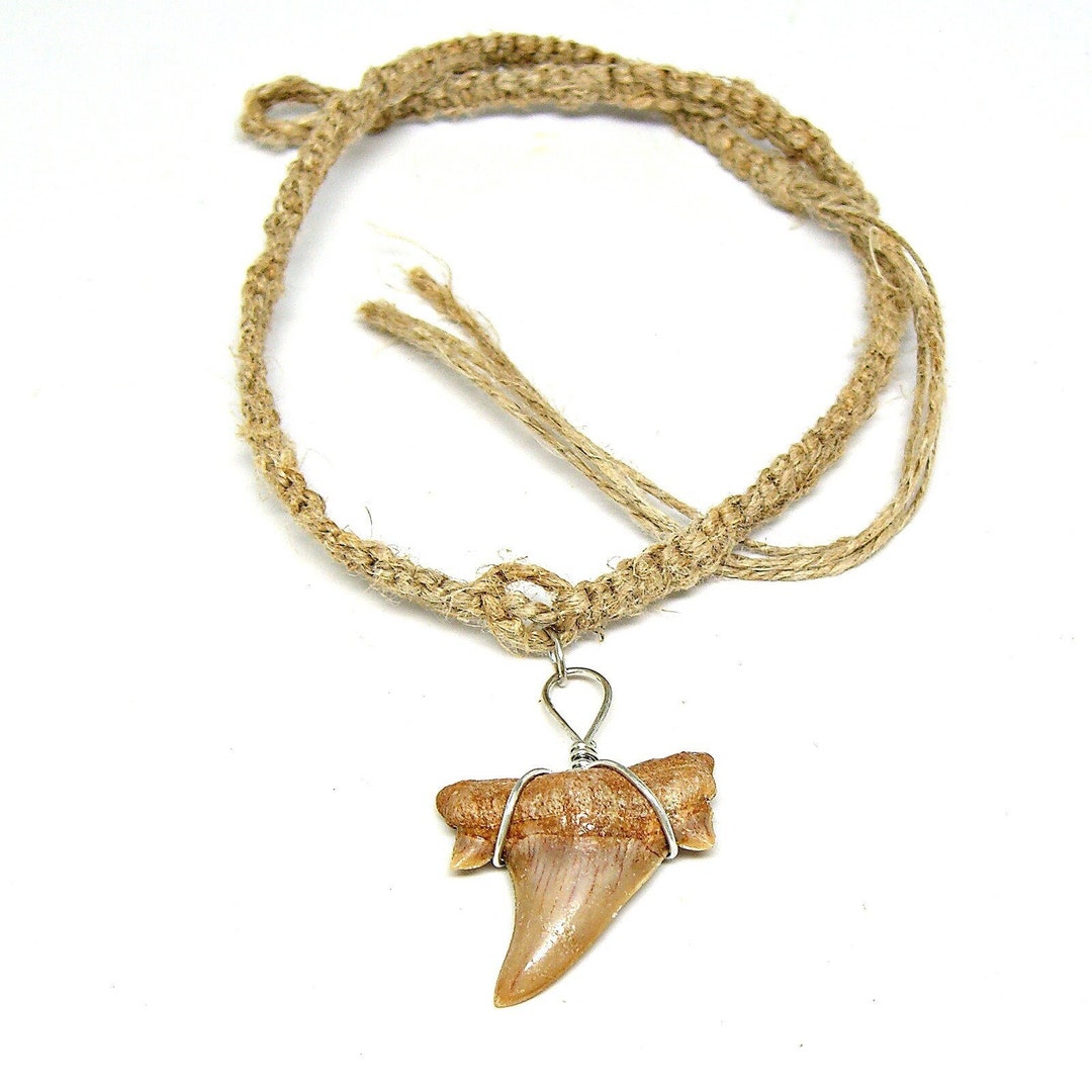 XL Fossil Shark Tooth Necklace Hemp Braided Cord H-75 - Etsy