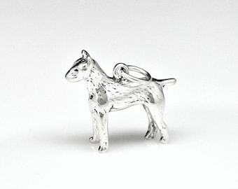 ジャックラッセルテリア スターリングシルバー 3D 犬種ペットチャームペンダントまたはネックレス 2257