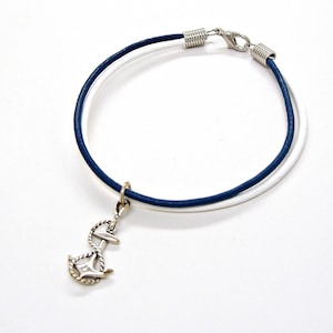 Leren armband of enkelbandje anker met touw sterlingzilver nautische vrouwenclub sieraden hanger bedel 1008-1883
