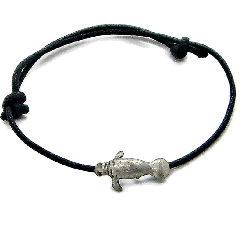 Bracelet Anklet Adjustable Pewter Manatee Friendship String Hippie Boho Beach Animal 2 Sizes 501-24