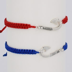 Fish Hook Bracelet Adjustable Braided Cord 5 to 9 Inches Choice of 17 Colors 1017-89 image 2