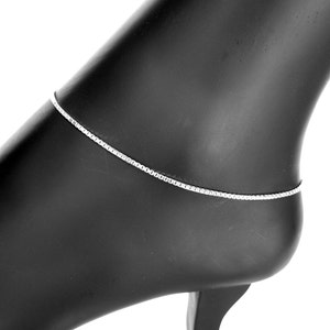 Anklet Sterling Silver Box Chain Adjustable from 9 to 10 Inches via extender chain 1.5mm Style 283