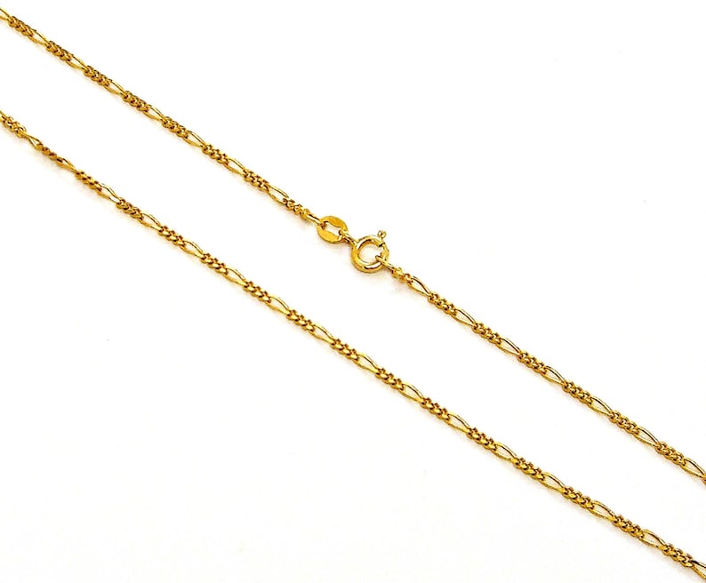 22kt Gold Plated Vermeil Figaro 050 Sterling Chain for - Etsy