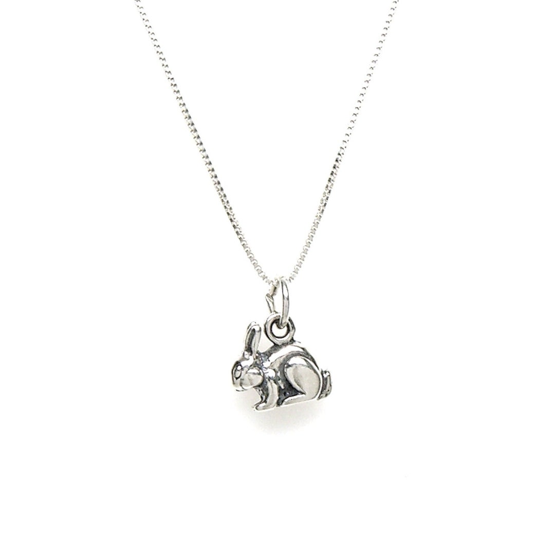 Bunny Rabbit Sterling Silver Tiny Animal 3D Charm Pendant for - Etsy