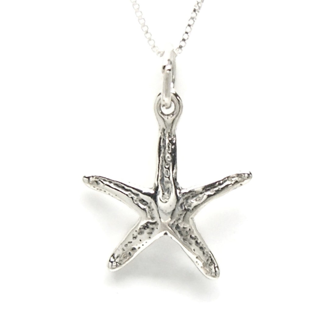 Starfish 925 Sterling Silver Pendant With an 18 Inch Length Box Chain ...