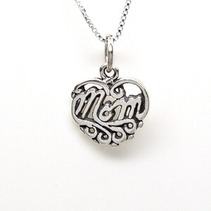 Mom Mother Small Heart Sterling Silver Family Love Charm or Necklace Mothers Day  2188