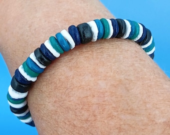 Bracelet or Anklet Adjustable 8mm Coconut and Puka Shell Beads 7" to 9.5" Cord, Coconut Beads 6278