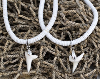 Mako Shark Tooth Puka Seashell Necklace 16_18_ or 20 inches Hawaiian Surfer SUP Tribal 7067MK