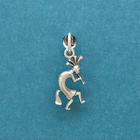 Sterling Silver Mini Flute Playing Kokopelli Facing Left Charm
