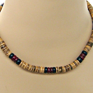 18&quot; or 20&quot; Surfer Necklace 8mm Diameter Coconut Beads SUP Hawaiian Beach Jewelry 7041
