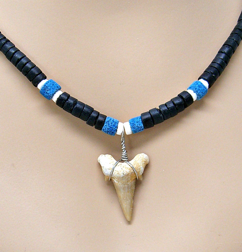 Surfer Tribal Fossil Shark Tooth 18 21 24 Necklace Black Coconut Beads Puka Sea Shell Beach SUP 7068/_67