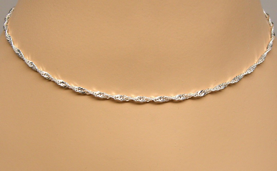 Buy Sterling Silver Necklace Chain Singapore Twist 16, 18, 20, 24 or 30  Inches Style 221 Online in India