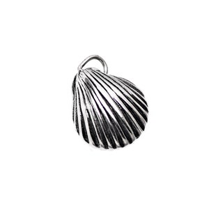 Scallop Sea Shell Sterling Silver 3D Beach Pendant Charm or Necklace 1829 image 1