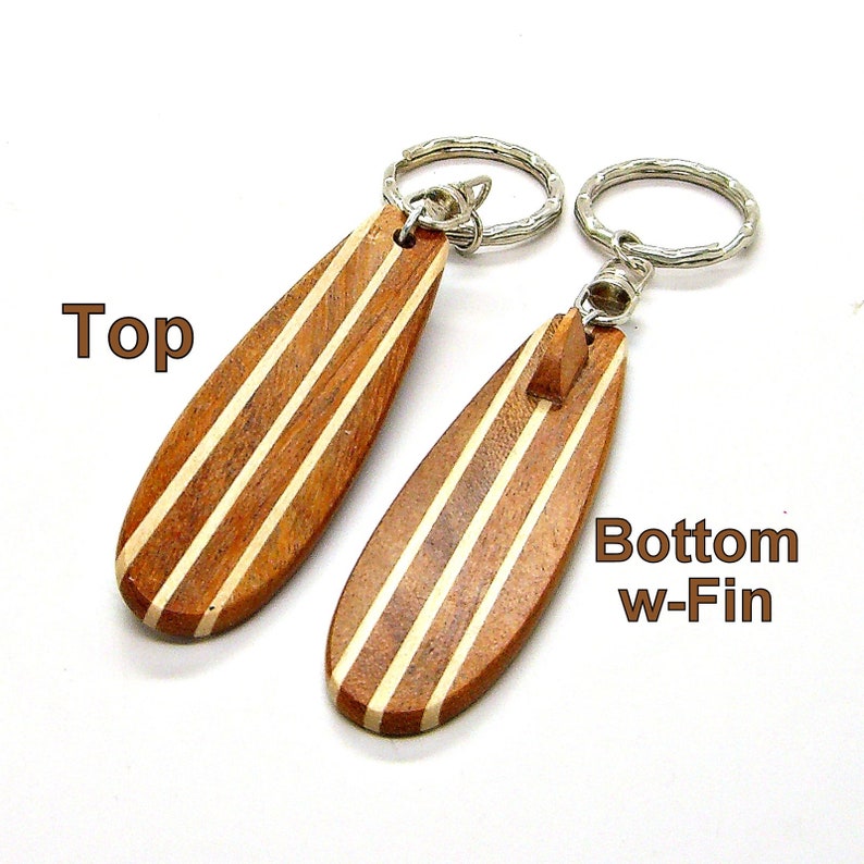 Wood Surfboard SUP Key Chain Single Fin Long Board Key Ring Surfer Surfing Surf 8251A image 1