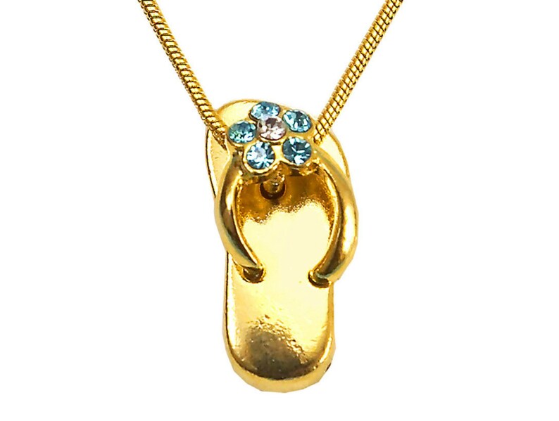 Flip Flop Necklace Asst Crystals Colors Gold Plated Pendant Etsy
