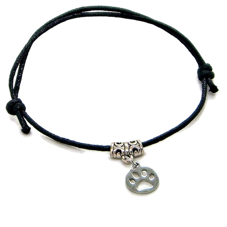 Bracelet Anklet Adjustable Silver Paw Print Disc Friendship String Hippie Boho Pet Lover Choice of Colors 501-17