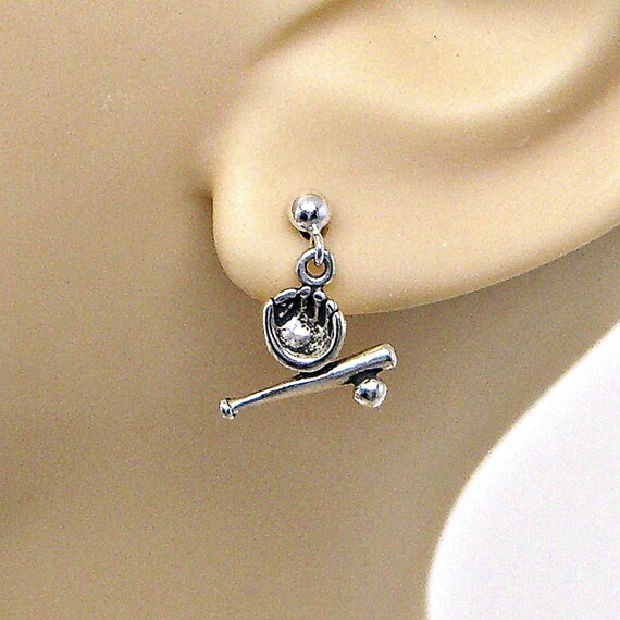 Sterling silver softball best sale earrings