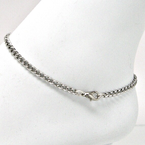 3mm Sterling Silver Bracelet Or Ankle Chain Anklet Heart Charm 7" 8" 9" 10" 11" 3mm Sterling Silver Bracelet Or Ankle Chain Anklet Heart Charm 7" 8" 9" 10" 11"