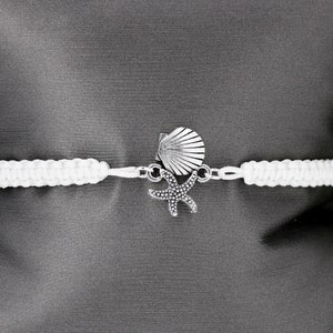 Armband med sjöstjärnor och snäckskal, justerbart makramésnöre, 12,5 till 23 cm, val av 19 färger, 1017-61