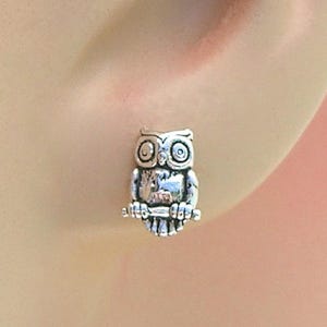 Earrings Owl Sterling Silver Bird Minimalist Tiny Ear Studs 3498