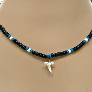 Shark Tooth Necklace 4-5mm Coconut Beads Hawaiian Beach Surfer SUP 18 Inches 7050 W image 1