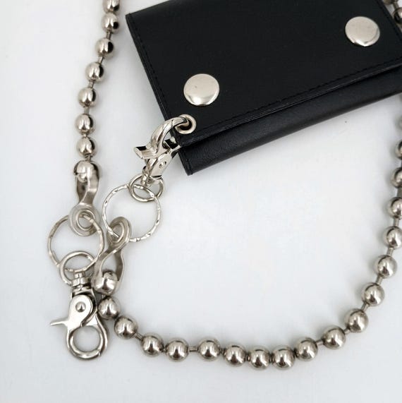 Wallet Chain, DOUBLE CLASP ,18, 24, 30, 36-inches, 9.5mm Ball Bead