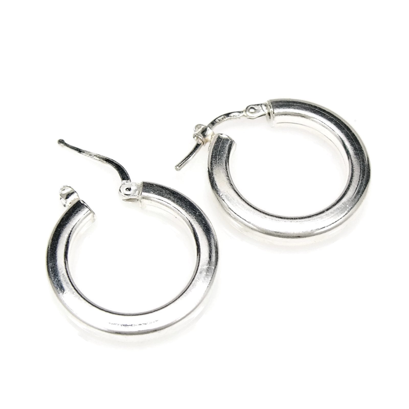 Earrings 22 Mm Diameter Sterling Silver Hoops Flat Edges