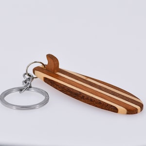 Wood Surfboard SUP Key Chain Single Fin Tanker Long Board Key Ring Surfer Surfing 8251A