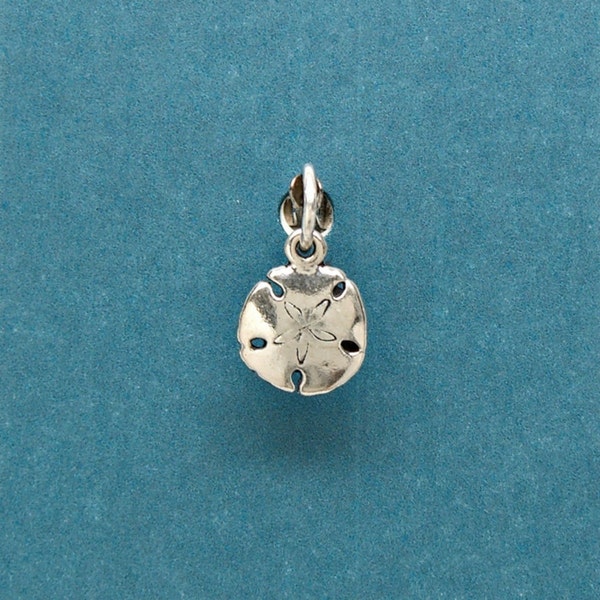 Sand Dollar Sterling Silver Sea Shell Mini Beach Charm for Bracelet or Anklet 1776