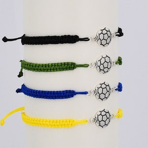 Soccer Ball Bracelet Adjustable Braided Cord 5 to 9 Inches Choice of 19 Colors, Team Packs Too 1017-319