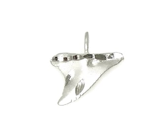 Shark Tooth Sterling Silver Diamond Cut Charm Pendant or Necklace 2025
