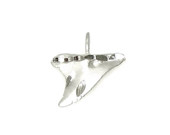 Shark Tooth Sterling Silver Diamond Cut Charm Pendant or Necklace  2025