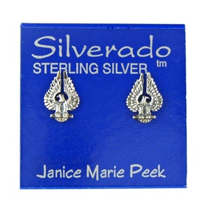 Eagle Fire Bird Racing Symbol Earrings Sterling Silver Biker Mason Tiny Minimal Ear Studs 3504