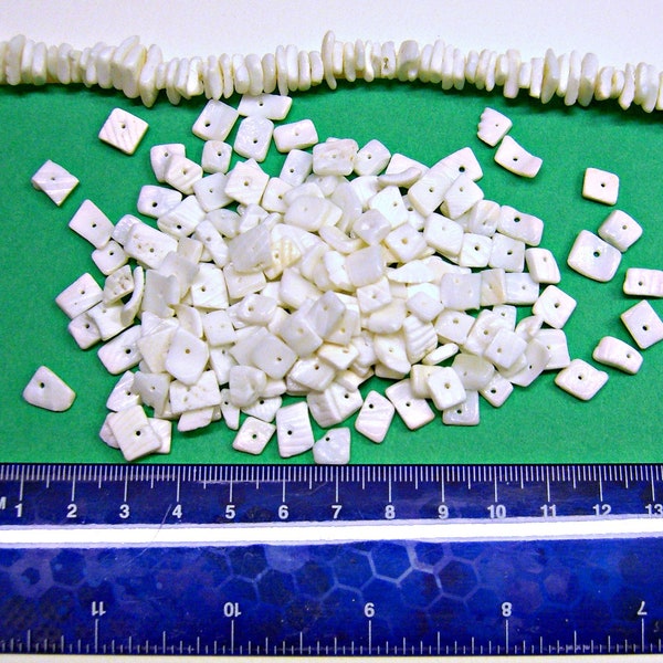 Puka Shell Beads 5-12mm Square Cut White Sea Shells 1/2-lb Approx 750 Loose Wholesale Beading Jewelry Making Supplies DIY Crafts Destash