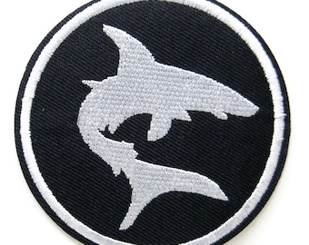 Shark Embroidered Applique Patch Iron On Sew On Beach Jaws Nautical 3 Inch 8461