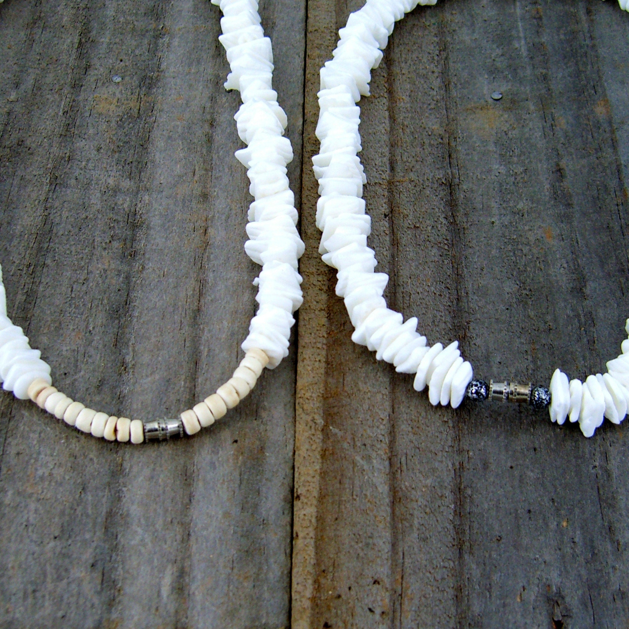 PUKA Silver Shark Tooth Necklace Choice of 15-16-18-20-inch