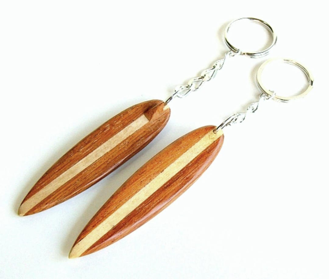 Wood Surfboard SUP Key Chain, Single Fin Tanker Long Board Key Ring ...